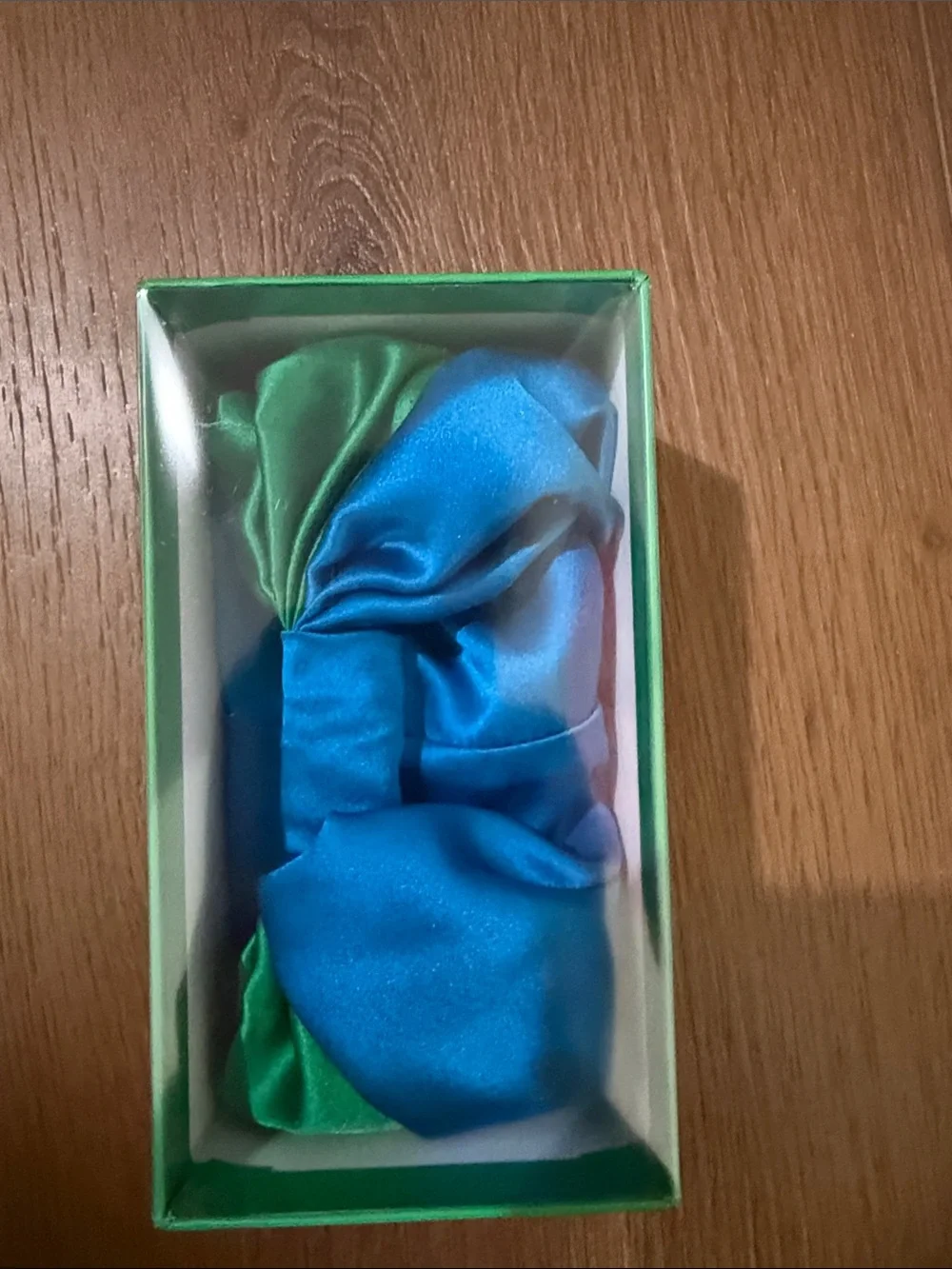 SILKE London Silk Hair Wrap - Green & Blue Patterned Box